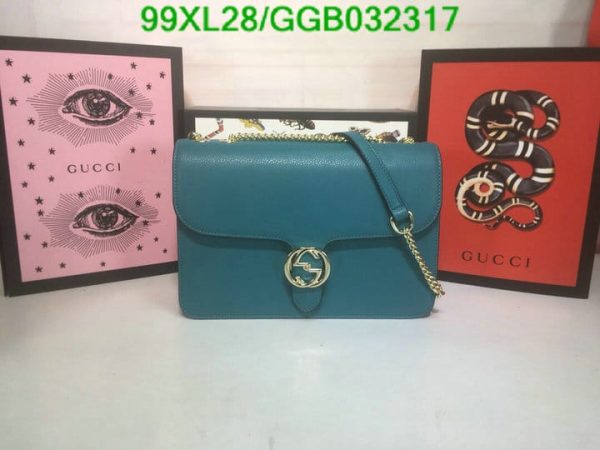 Gucci GG AAA+ Replica Leather Lock Chain Crossbody Bag GGB0323174631