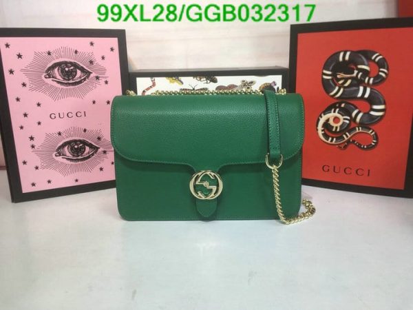 Gucci GG AAA+ Replica Leather Lock Chain Crossbody Bag GGB0323174631