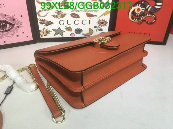 Gucci GG AAA+ Replica Leather Lock Chain Crossbody Bag GGB0323174631