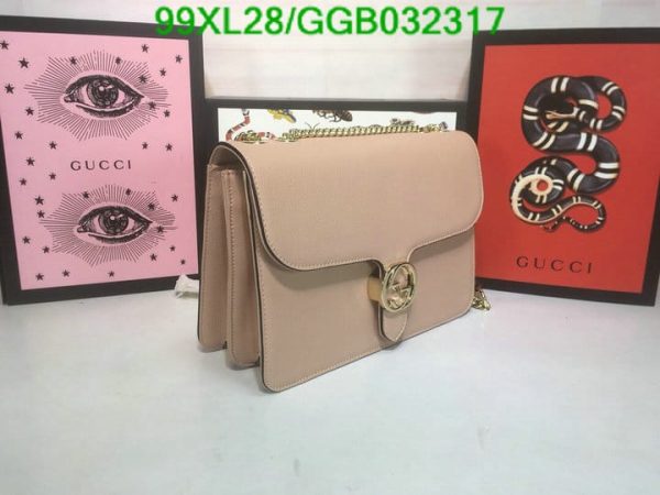 Gucci GG AAA+ Replica Leather Lock Chain Crossbody Bag GGB0323174631