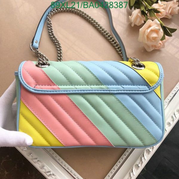 Gucci AAA+ Replica GG Marmont Flap Rainbow Crossbody Bag BA04283879821