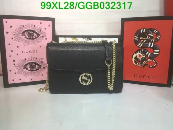 Gucci GG AAA+ Replica Leather Lock Chain Crossbody Bag GGB0323174631