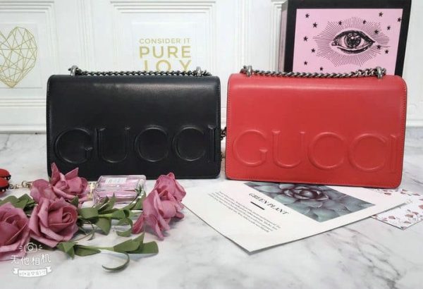 Gucci Embossed AAA+ Replica Leather Luxury Chain Bag GGB1031100482