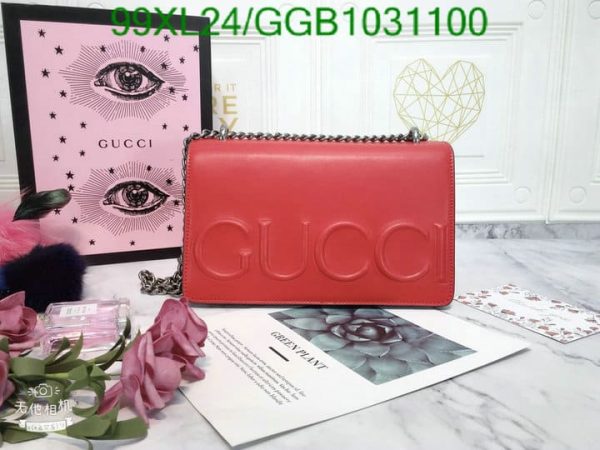 Gucci Embossed AAA+ Replica Leather Luxury Chain Bag GGB1031100482