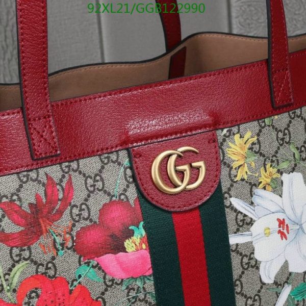 Gucci Ophidia AAA+ Replica Leather Floral GG Tote in Red GGB1229908167