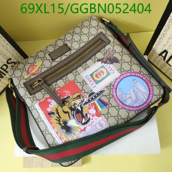 Gucci AAA+ Replica Front Zip Flat Messenger Bag GGBN052450452