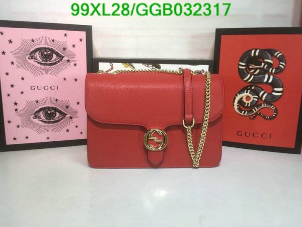 Gucci GG AAA+ Replica Leather Lock Chain Crossbody Bag GGB0323174631