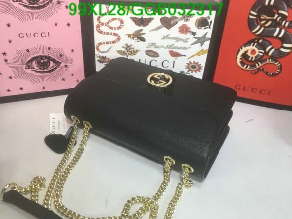 Gucci GG AAA+ Replica Leather Lock Chain Crossbody Bag GGB0323174631