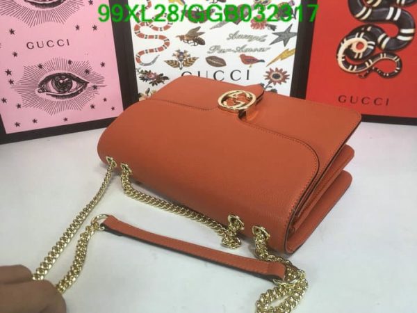 Gucci GG AAA+ Replica Leather Lock Chain Crossbody Bag GGB0323174631