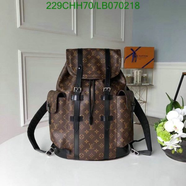 Louis Vuitton 1:1 Mirror Replica Lana Monogram Macassar Christopher MM Backpack LB07021812457