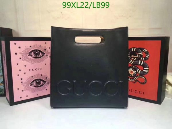 Gucci AAA+ Replica Leather Embossed Logo Tote Bag LB99635124785