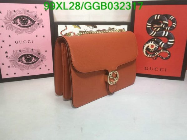 Gucci GG AAA+ Replica Leather Lock Chain Crossbody Bag GGB0323174631