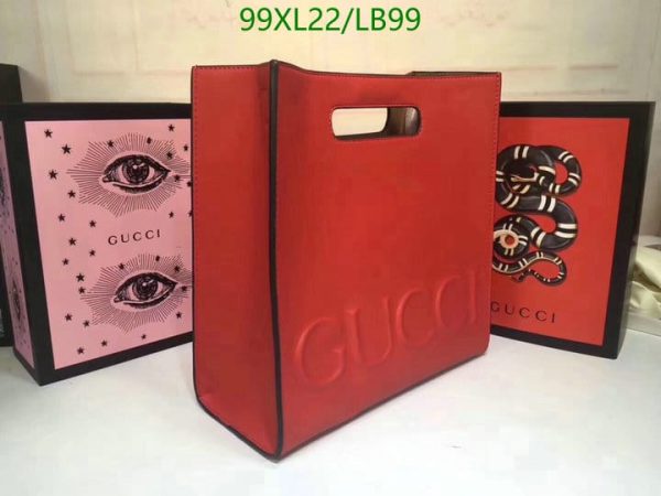 Gucci AAA+ Replica Leather Embossed Logo Tote Bag LB99635124785