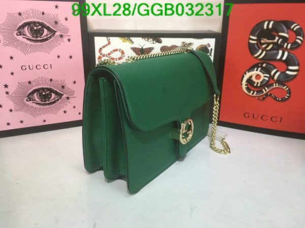 Gucci GG AAA+ Replica Leather Lock Chain Crossbody Bag GGB0323174631