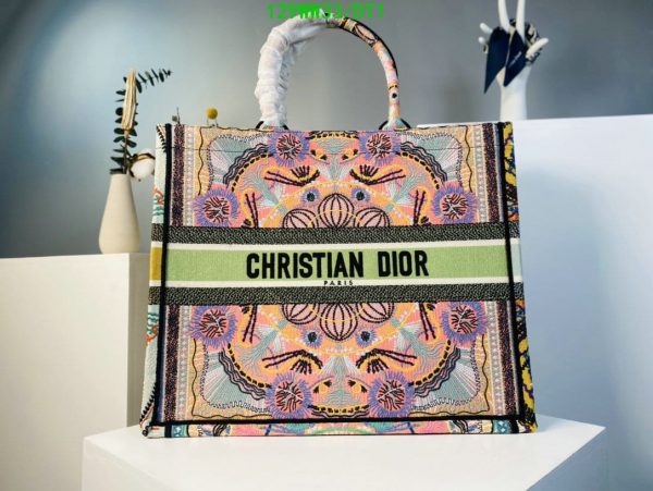 Christian Dior 1:1 Mirror Replica Oblique Embroidery Book Tote Bag DT14187594278