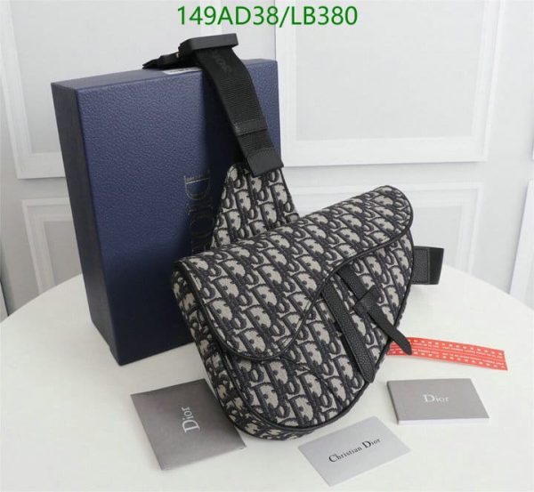 Christian Dior 1:1 Mirror Replica Oblique Jacquard Saddle Bag LB38021829716