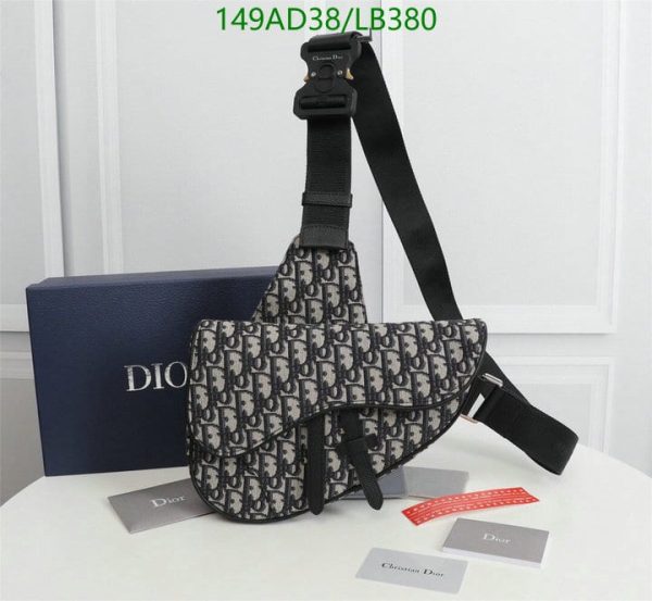 Christian Dior 1:1 Mirror Replica Oblique Jacquard Saddle Bag LB38021829716