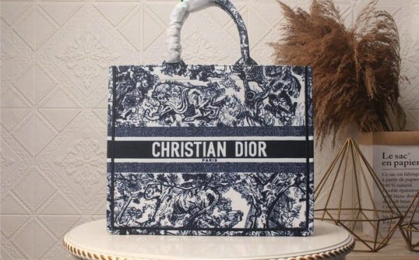 Christian Dior AAA+ Replica Blue & White Canvas Tote Bag DOBP030442618