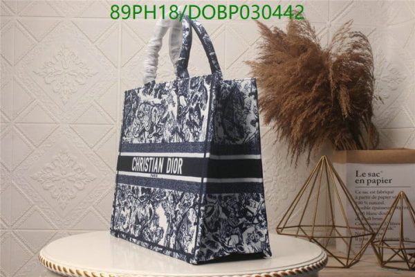 Christian Dior AAA+ Replica Blue & White Canvas Tote Bag DOBP030442618