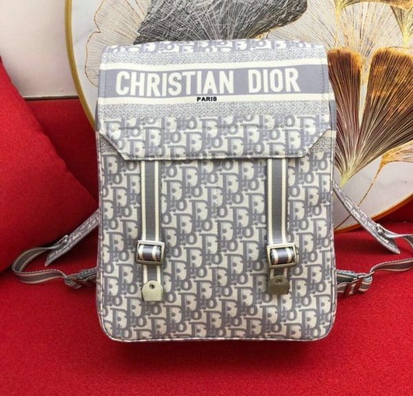 Christian Dior AAA+ Replica Grey Oblique Canvas Backpack D0B0718466871