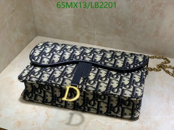 Dior AAA+ Replica Blue Oblique Jacquard Saddle Mini Bag LB22011829736