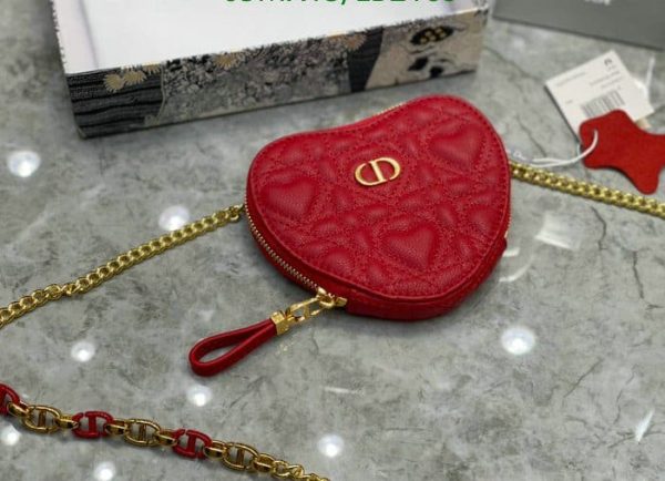 Dior AAA+ Replica Dioramour Caro Heart Pouch With Chain LB21894693187