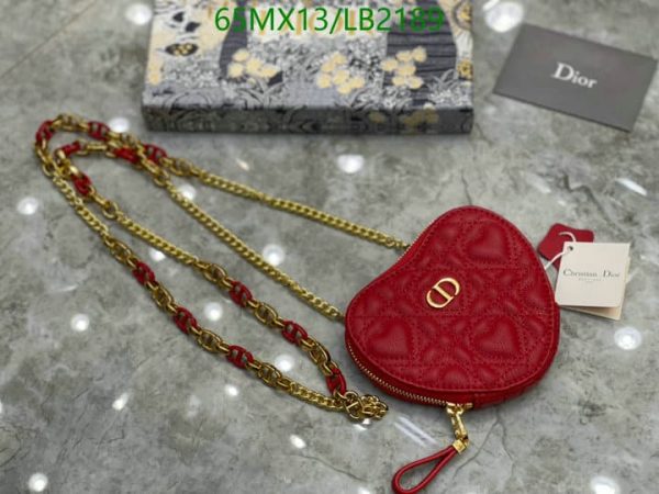 Dior AAA+ Replica Dioramour Caro Heart Pouch With Chain LB21894693187