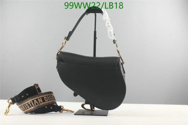 Dior AAA+ Replica Women Black Embossed Saddle Bag LB18462973164