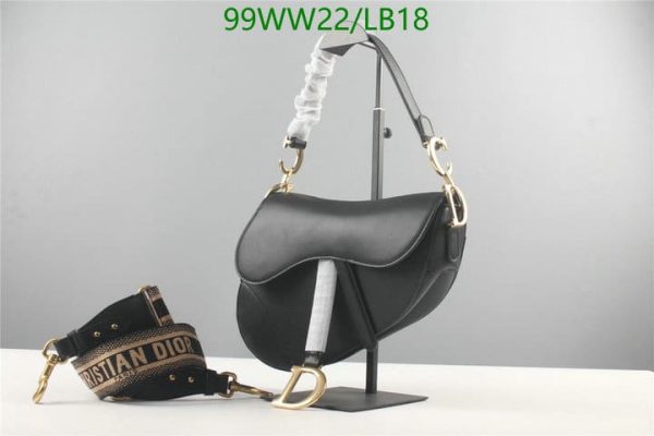 Dior AAA+ Replica Women Black Embossed Saddle Bag LB18462973164