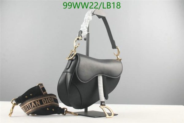 Dior AAA+ Replica Women Black Embossed Saddle Bag LB18462973164