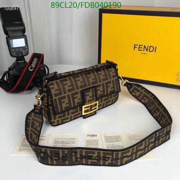 Fendi AAA+ Replica Baguette Brown fabric bag FDB0401904576