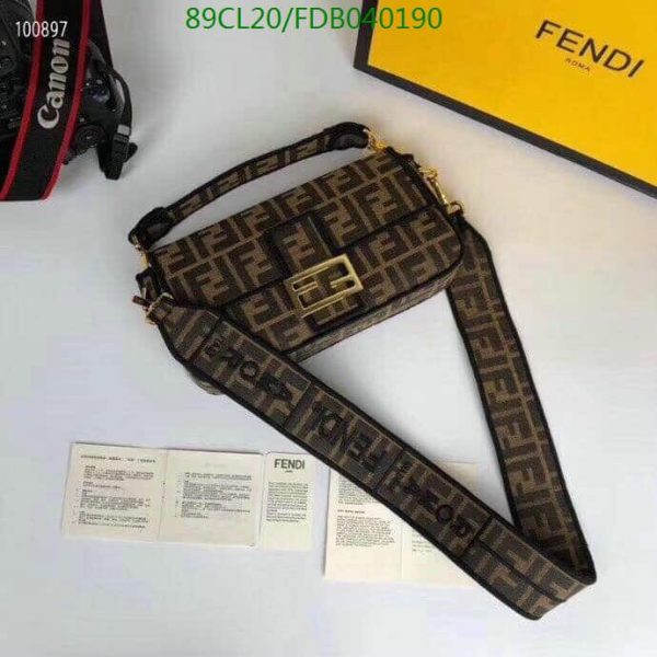 Fendi AAA+ Replica Baguette Brown fabric bag FDB0401904576