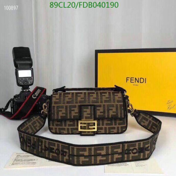 Fendi AAA+ Replica Baguette Brown fabric bag FDB0401904576