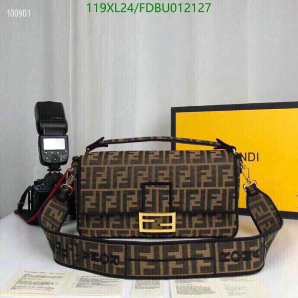 Fendi AAA+ Replica Baguette Brown fabric bag FDBU012127125