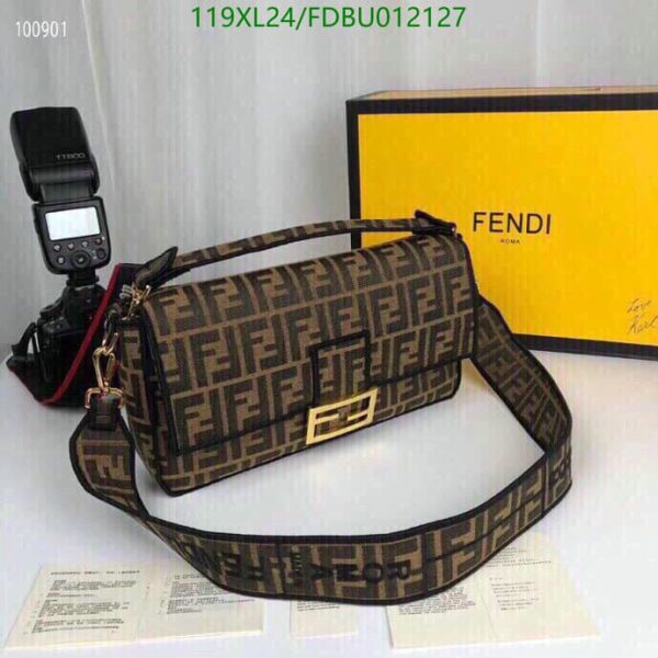 Fendi AAA+ Replica Baguette Brown fabric bag FDBU012127125