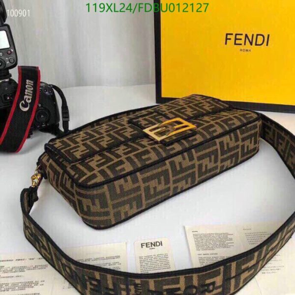 Fendi AAA+ Replica Baguette Brown fabric bag FDBU012127125