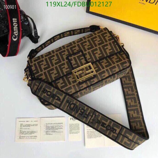 Fendi AAA+ Replica Baguette Brown fabric bag FDBU012127125