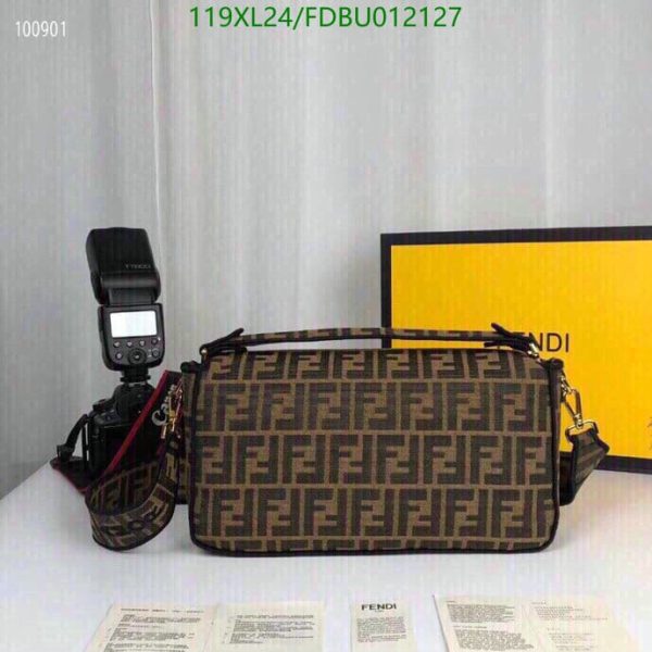 Fendi AAA+ Replica Baguette Brown fabric bag FDBU012127125