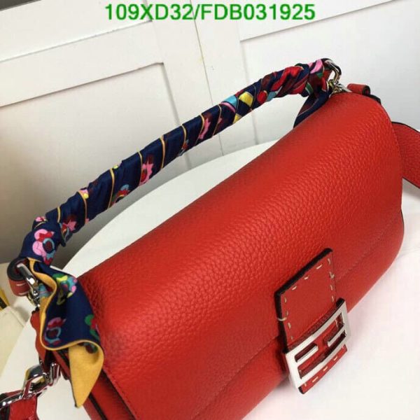 Fendi AAA+ Replica Calfskin Romano Selleria Large Baguette Papavero FDB0319254576