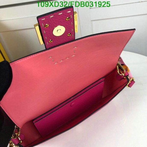 Fendi AAA+ Replica Calfskin Romano Selleria Large Baguette Papavero FDB0319254576