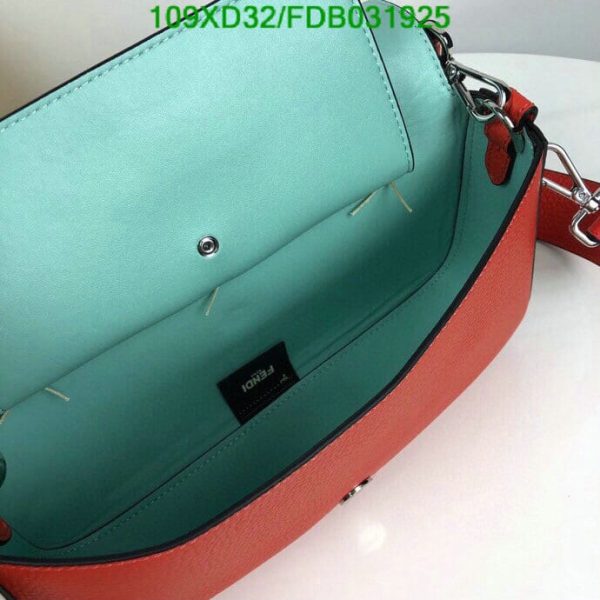 Fendi AAA+ Replica Calfskin Romano Selleria Large Baguette Papavero FDB0319254576