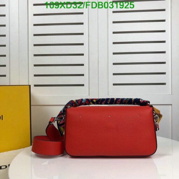 Fendi AAA+ Replica Calfskin Romano Selleria Large Baguette Papavero FDB0319254576