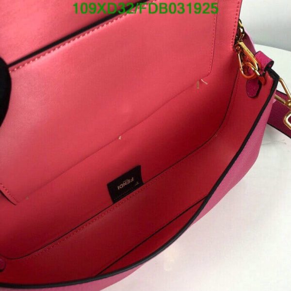 Fendi AAA+ Replica Calfskin Romano Selleria Large Baguette Papavero FDB0319254576