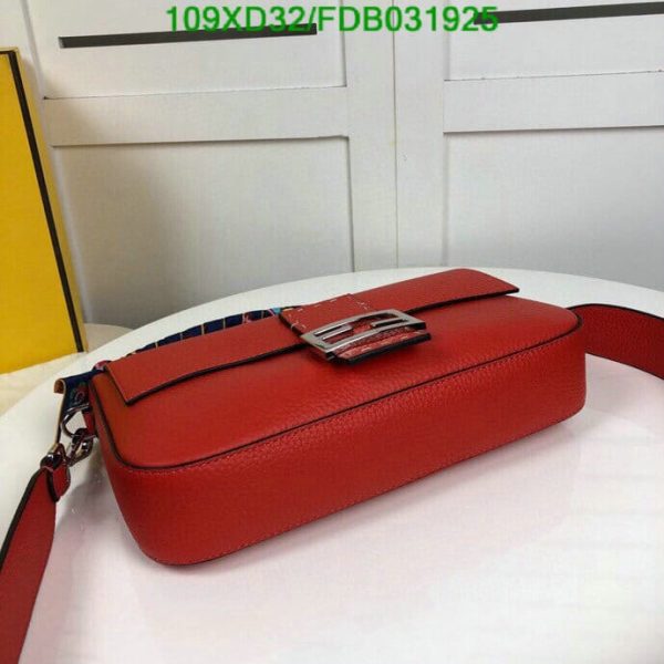 Fendi AAA+ Replica Calfskin Romano Selleria Large Baguette Papavero FDB0319254576