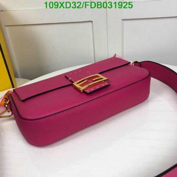 Fendi AAA+ Replica Calfskin Romano Selleria Large Baguette Papavero FDB0319254576