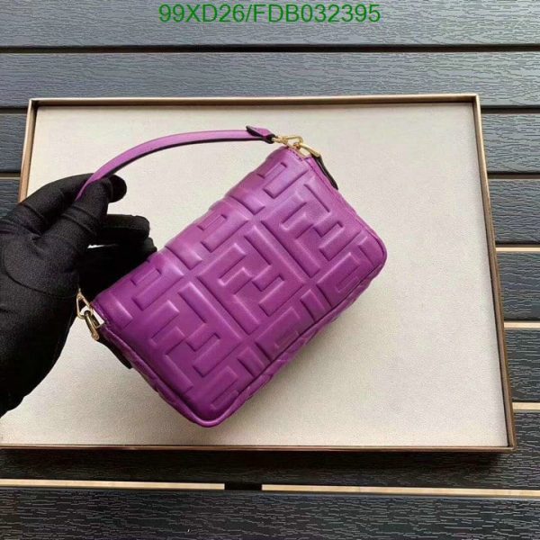 Fendi AAA+ Replica FF Motif Leather Medium Baguette Purple Bag FDB0323957586