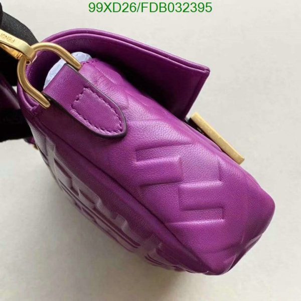 Fendi AAA+ Replica FF Motif Leather Medium Baguette Purple Bag FDB0323957586