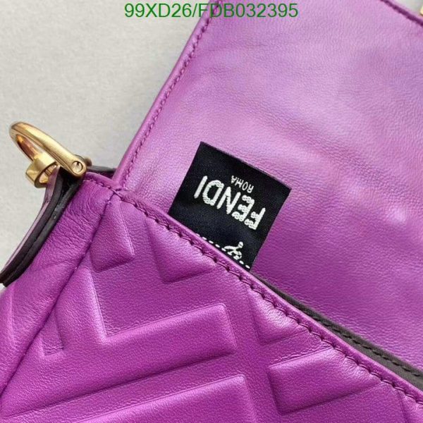 Fendi AAA+ Replica FF Motif Leather Medium Baguette Purple Bag FDB0323957586