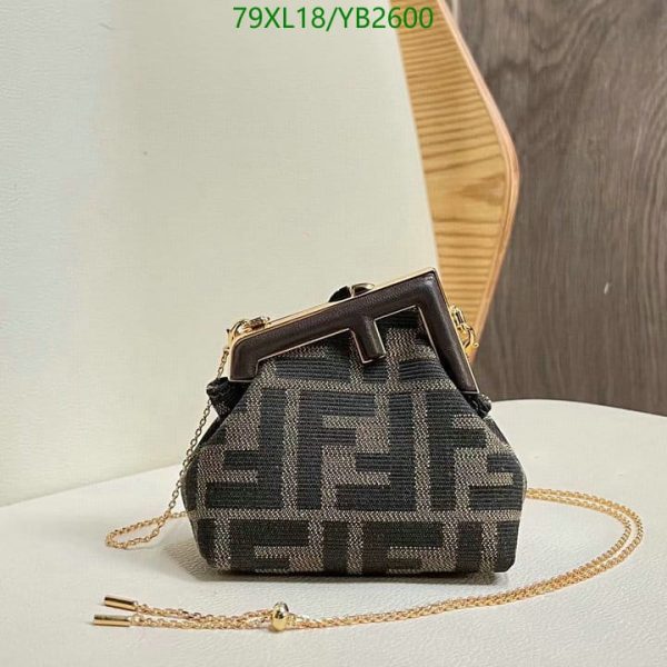 Fendi AAA+ Replica First Mini Fabric Bag Black YB26001031256