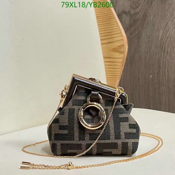 Fendi AAA+ Replica First Mini Fabric Bag Black YB26001031256